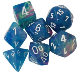 Polyhedral 7-die set: Festive Waterlily/white