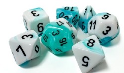 Poly Dice 7-Set: Gemini Teal-White/Black
