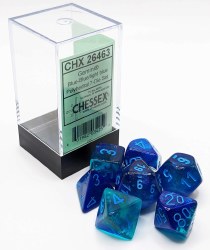 Polyhedral 7-die set: Blue-Blue/light blue