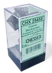 Mini Polyhedral 7-Dice Set: Black/Green