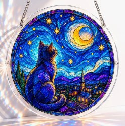 Suncatcher Jigsaw Puzzle: Moonlit Cat