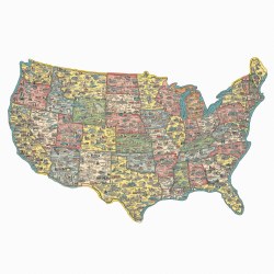 America the Wonderland: 1000 Piece USA Shaped Puzzle
