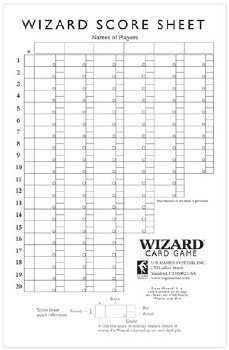 Wizard Card Game Score Pad