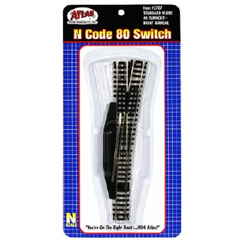 Code 80 #6 Switch Manual Right-hand Black N Scale