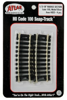 Code 100 1/3 Section 18 Radius N/S set of 4 HO Scale