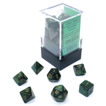 7-Set Mini Jade Scarab Dice with Gold Numbers