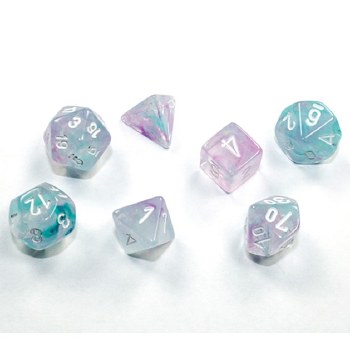 7-Set Mini Wisteria Nebula Dice with White Numbers