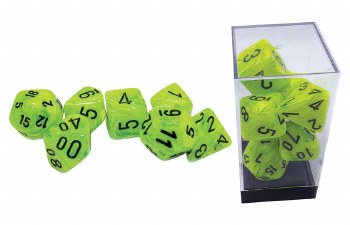 7-Set Mega Hedrals Dice Vortex Bright Green with Black Numbers