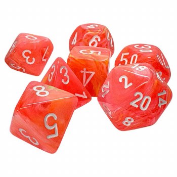 7-Set Mega Hedrals Dice Festive Dahlia with White Numbers