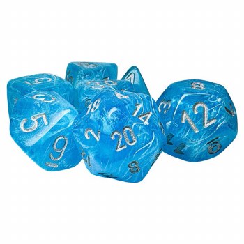 7-Set Mega Hedrals Dice Luminary Sky with Silver Numbers
