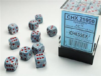 d6 Cube 12mm Speckled Air Dice with Red Numbers (36)