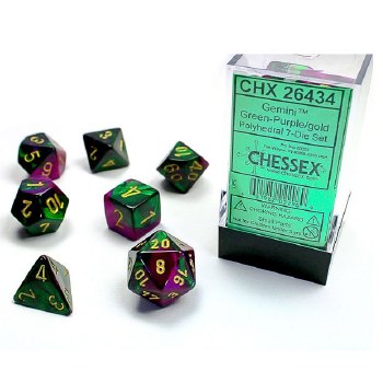 7-set Cube Gemini Green &amp; Purple with Gold