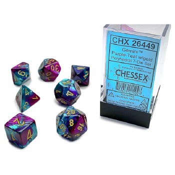 7-set Cube Gemini Purple-Teal with Gold