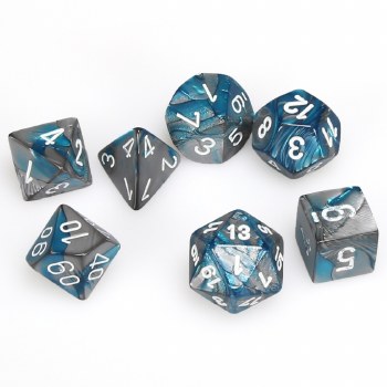 7-set Cube Gemini Steel-Teal with White Dice