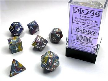 7-set Festive Carousal Dice with White Numbers