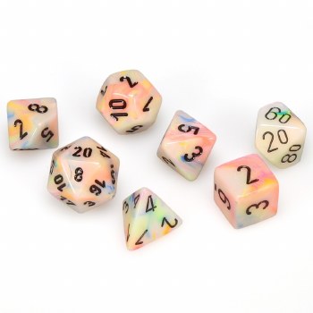 7-set Festive Circus Dice with Black Numbers
