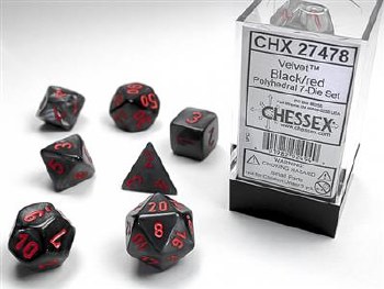 7-set Cube Velvet Black with Red