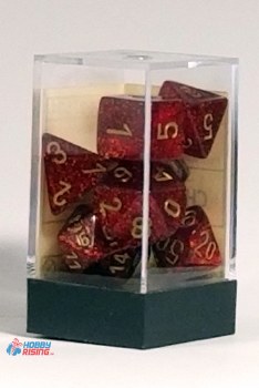 7-set Cube Glitter Ruby Red with Gold