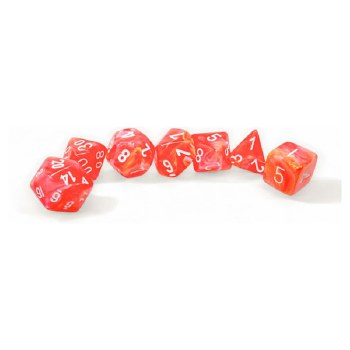 7-set Cube Festive Polyhedral Luminary Dice with White Numbers