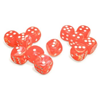 d6 Cube 16mm Festive Luminary Dahlia Dice with White Pips (12)