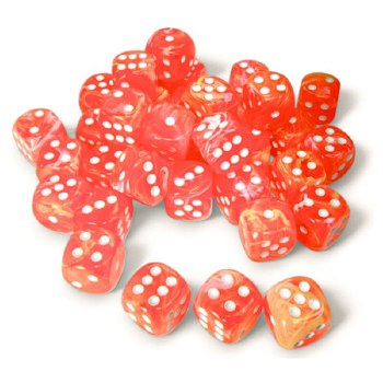 d6 Cube 12mm Festive Dahlia Dice with White Pips (36)
