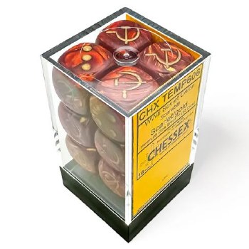 d6 Cube 16mm Opaque WW2 Soviet Scarab Scarlet with Gold Dice (12)