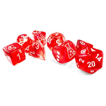 7-set Tube Borealis Passion Dice with White Numbers
