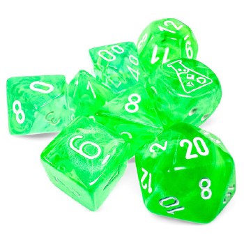 7-set Tube Nebula Gelatinous Lab Dice with White Numbers