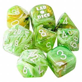 7-set Tube Marble Sour Green Dice with White Numbers