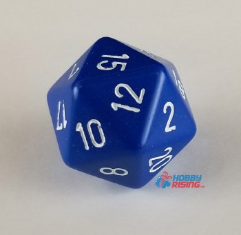 d20 Single 34 mm Opague Blue Die with White Numbers