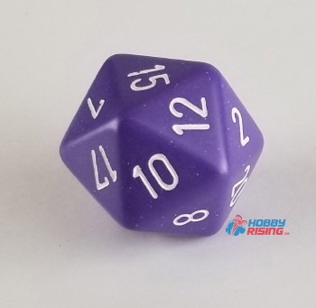 d20 Single 34 mm Opague Purple Die with White Numbers