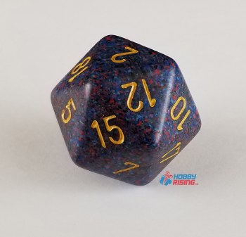 d20 Single 34 mm Speckled Twilight Die with Gold Numbers