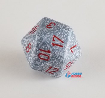 d20 Single 34 mm Speckled Air Die with Red Numbers