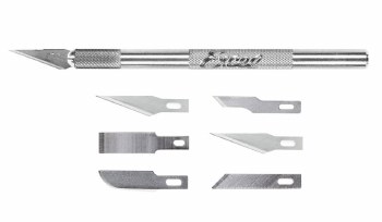 K1 Light Duty Aluminum Handle Hobby Knife with 6 assorted Blades