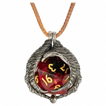 Necklace: d20 Dragon Claw Silv