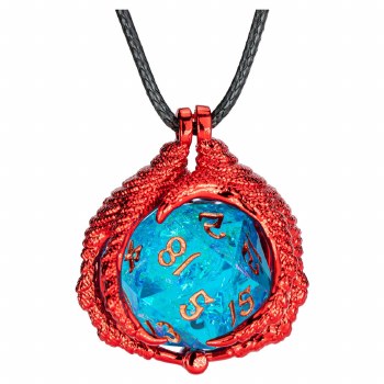 Necklace: d20 Dragon Claw Red
