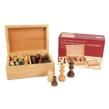 Chess Pieces - 4&quot; in Wooden Box