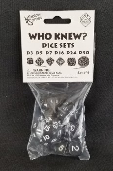 Who Knew? Dice Set - Black with White numbers
