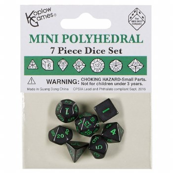 7-set Mini Polyhedral Black with Green