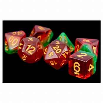 7-set Cube Fruit Watermelon Polyhedral Dice with Gold