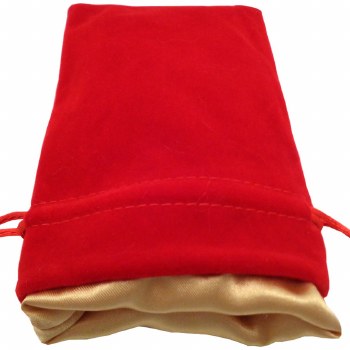 Dice Bag - Red with Gold Satin (4&quot;x 6&quot;)