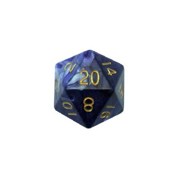 D20 35mm Blue/White with Gold Die