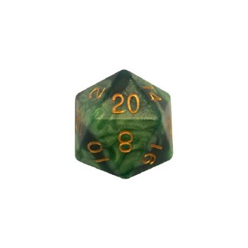 D20 35mm Green with Gold Die