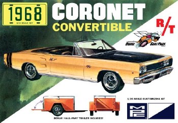1/25  1968 Dodge Coronet Convertible with Trailer Plastic Model Kit