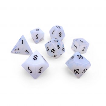 7-set Gemstone - Opalite w/Black Dice Set