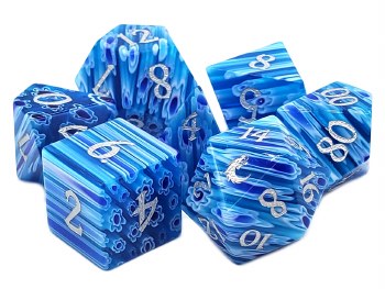 7-set Gemstone: Blue Flowers Dice Set