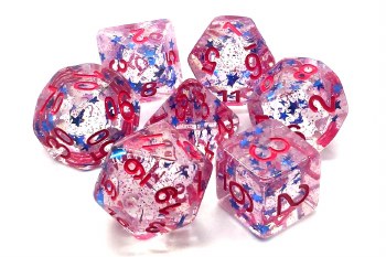 7-set Infused - Blue Stars with Red Dice Set
