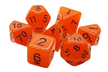 7-set Glow - Orange Dice Set