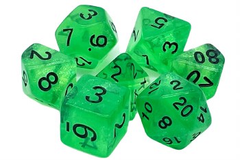 7-set Galaxy - Green Shimmer Dice Set