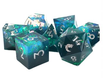 7-set Sharp Edged - Emerald Forest Dice Set